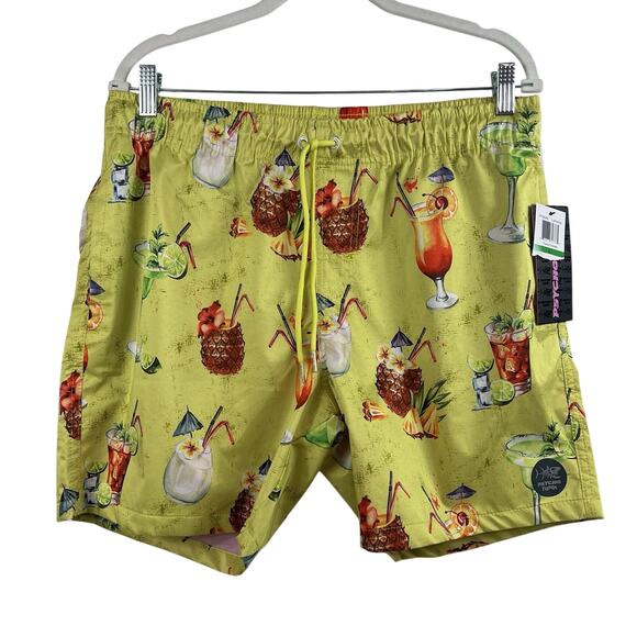 Psycho Tuna New Lemon Drop Tropical Cocktails Pool Shorts Size Large Summer - Picture 1 of 13